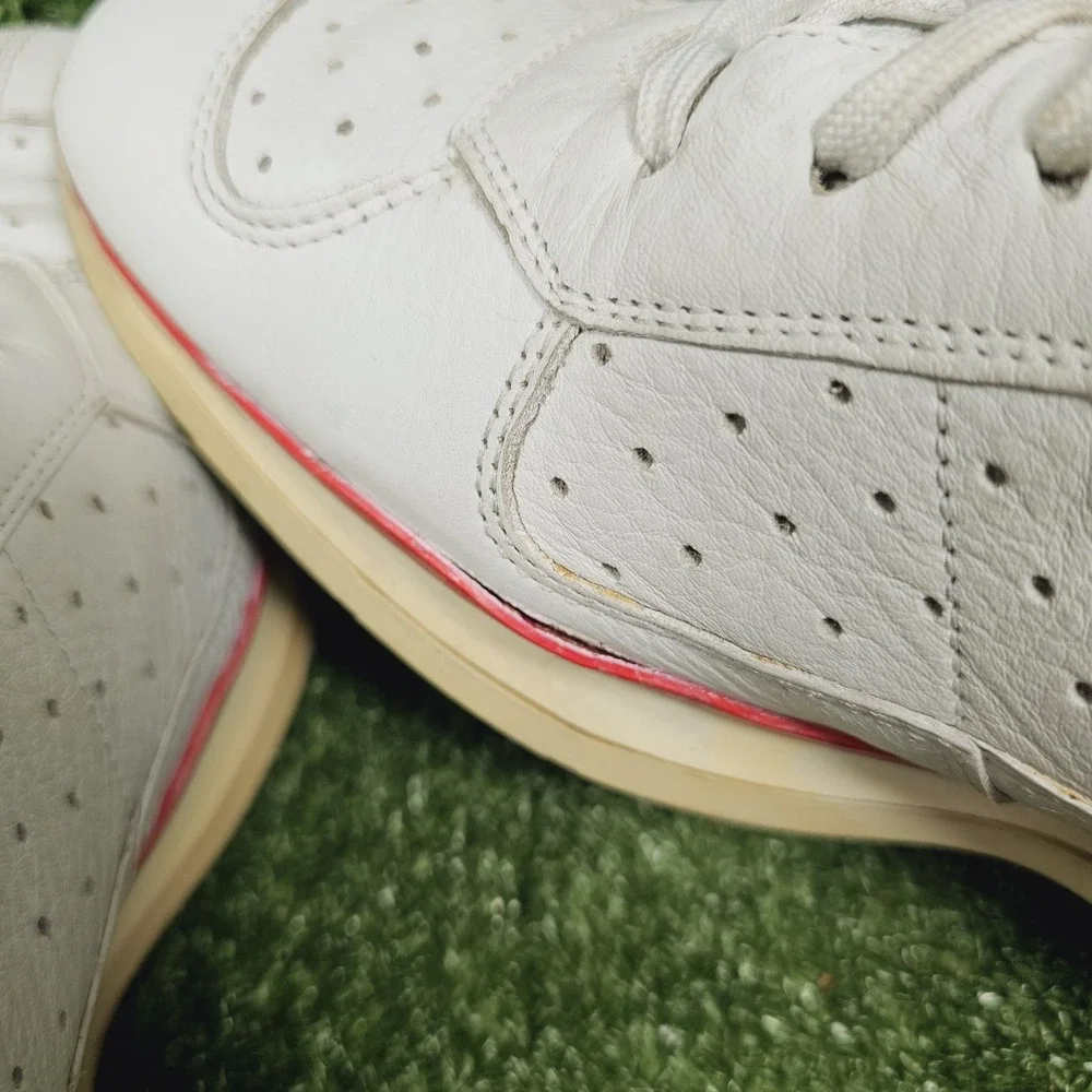 Prada Vintage American Cup Geometric White Leather Sneakers Mens Size 9.5